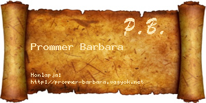 Prommer Barbara névjegykártya
